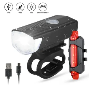 Bike Bicycle Lights USB LED Rechargeable Set Mtb Road Bike Front Rear Headlights