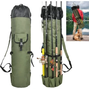 Fishing Pole Bag with Rod Holder Fishing Rod Bag Carrier Case 5 Poles Waterproof Travel